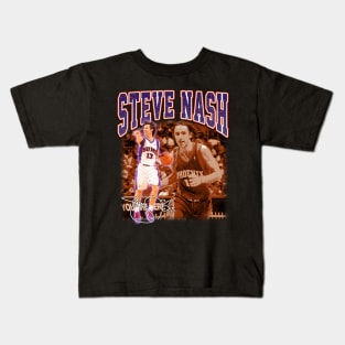 Steve Nash Basketball Legend Signature Vintage Graphic Retro Bootleg Style Kids T-Shirt